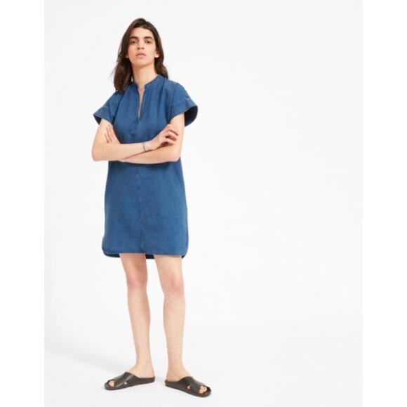 Everlane The Splitneck Jean Dress in Medium Washed Blue - Picture 9 of 9